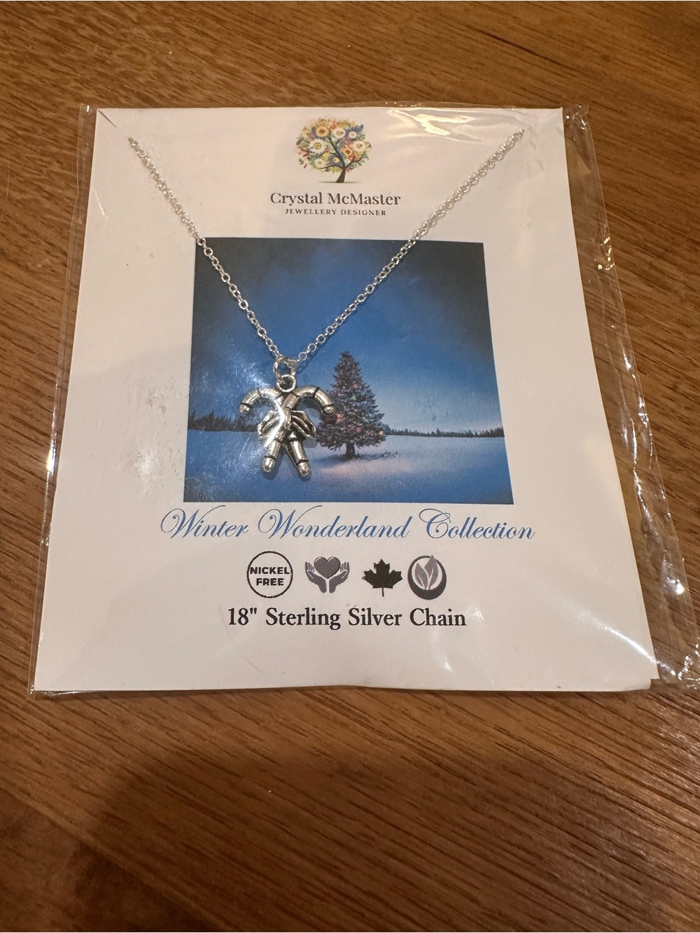 Silver Candy Cane Necklace - Sterling Finish - Silver